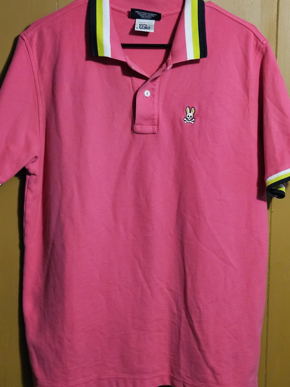 Psycho Bunny Hot Pink Crewneck Polo with Black Logo Tag